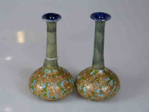 Pair of Royal Doulton Slater Long Neck Vases, 17.5cm High