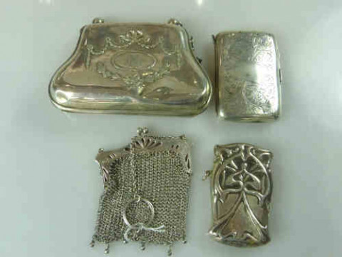 Art Nouveau Style Silver Vesta Case, Silver Cigarette Case, Silver Purse...