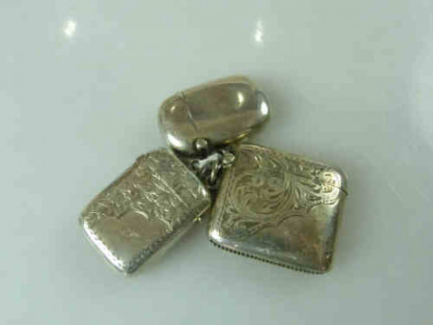 Three Silver Vesta Cases