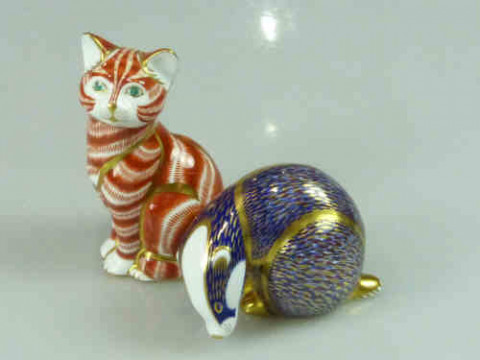 Two Royal Crown Derby Paperweights, each with gold stopper