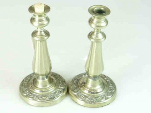 Pair of 19th Century Silver-plated Candlesticks