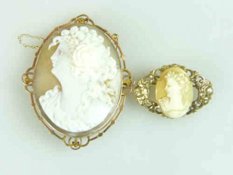 Two Gold Mounted Cameo Brooches