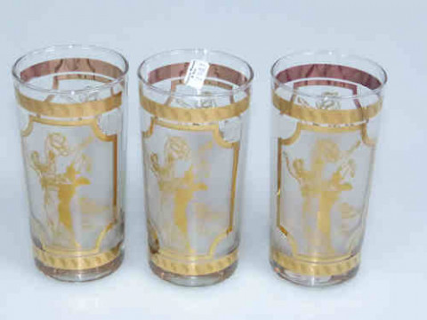 Three Gilt Decorated Roy Rogers and Trigger Glass Tumblers with photographs