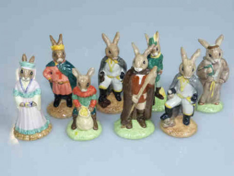 Eight Royal Doulton Robin Hood Bunnykins Figures