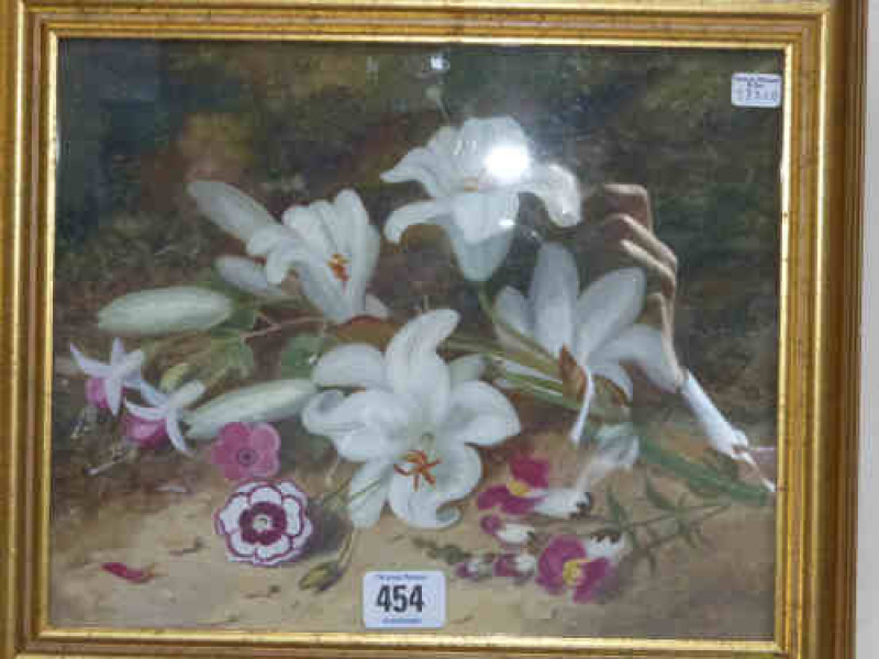 R Hudson, Still Life of Flowers, oil painting on board, 23cm x 28cm, framed