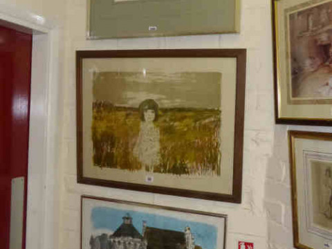 Framed Drawing of Owls N P Bunegar, Framed Peter Gould Lithograph and...