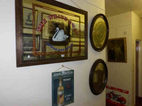 Enamel Sign, John Jameson Whiskey, Advertising Mirror 'The White Swan'...