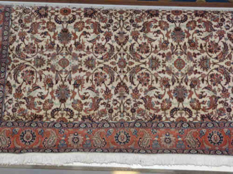Beige Ground Cotton/Silk Carpet, 2.95m x 2.15m