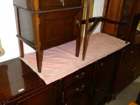 Edwardian Mahogany Fold Top Card Table, Mahogany Sideboard and Pedestal...