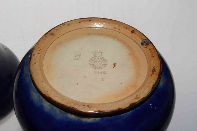 Pair Royal Doulton stoneware vases, 30cm.