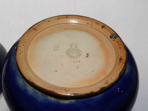 Pair Royal Doulton stoneware vases, 30cm. thumbnail