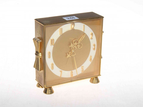 Vintage Imhof gilt mantel clock, 16cm.