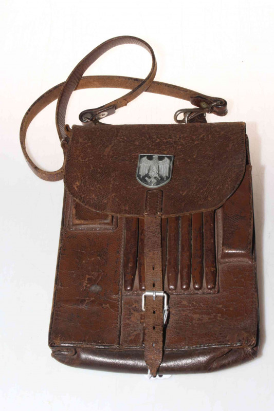 German Third Reich satchel, with thirteen stamped map squares.