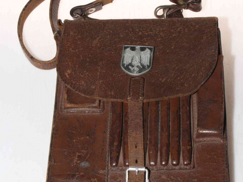 German Third Reich satchel, with thirteen stamped map squares.