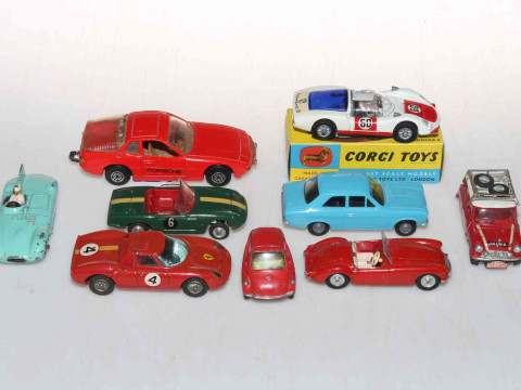 Collection of eight Corgi model cars including boxed Porsche Carvera 6,...
