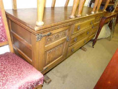 Old Charm Carved Oak Sideboard