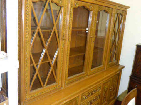 Carved Burmese Teak Cabinet Bookcase