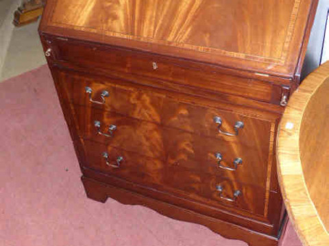 Reproduction Mahogany Four Drawer Bureau