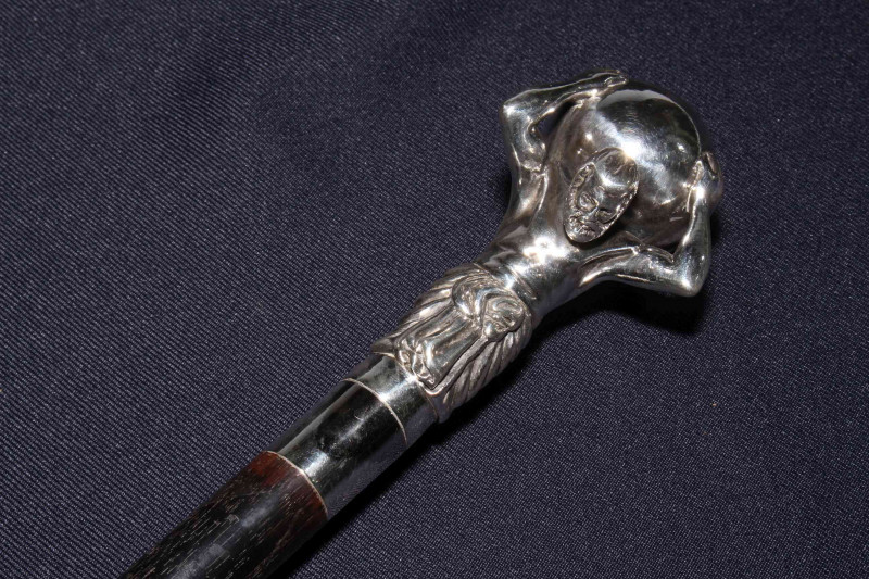 925 silver 'Atlas' handled walking cane.