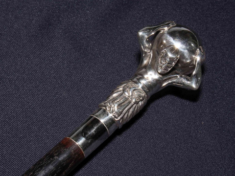 925 silver 'Atlas' handled walking cane. thumbnail