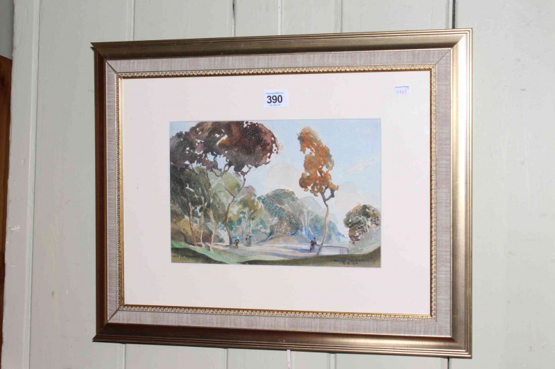 Walter J. Roberts, Bois De Clamart, Paris, watercolour, signed, titled and dated 1936, 18cm by 27cm, in glazed contemporary frame.