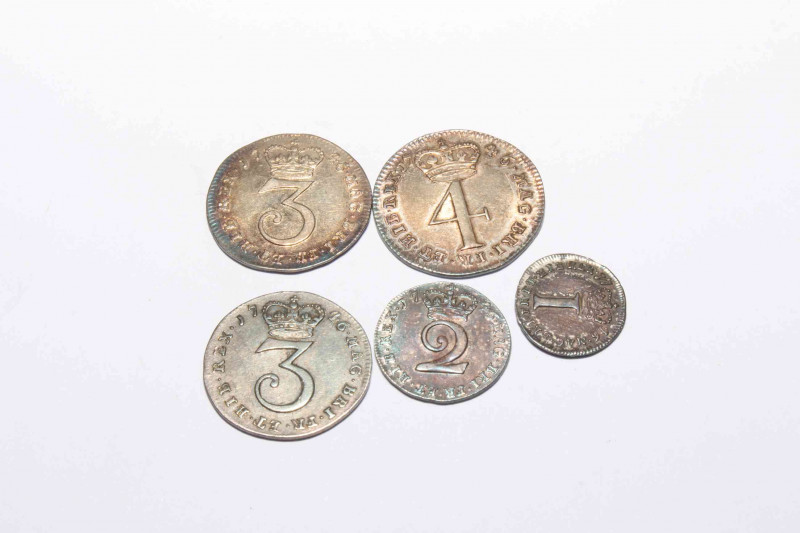 1746 George II Maundy Money, together with an additional 1746 3d coin.