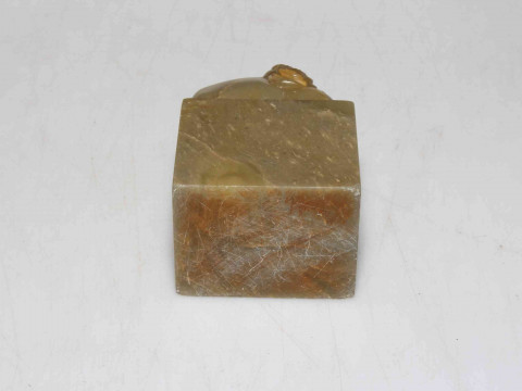 Chinese soapstone/marble carving of figure on water buffalo, 8cm. thumbnail