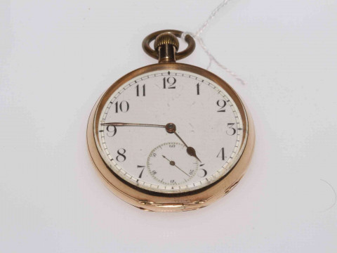 14k gold gents keyless pocket watch.