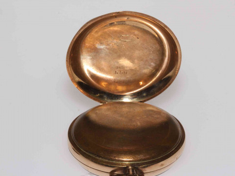 14k gold gents keyless pocket watch. thumbnail