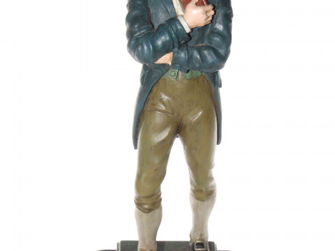 Painted sculpture figure of Robert Burns, on plinth base, 36cm.