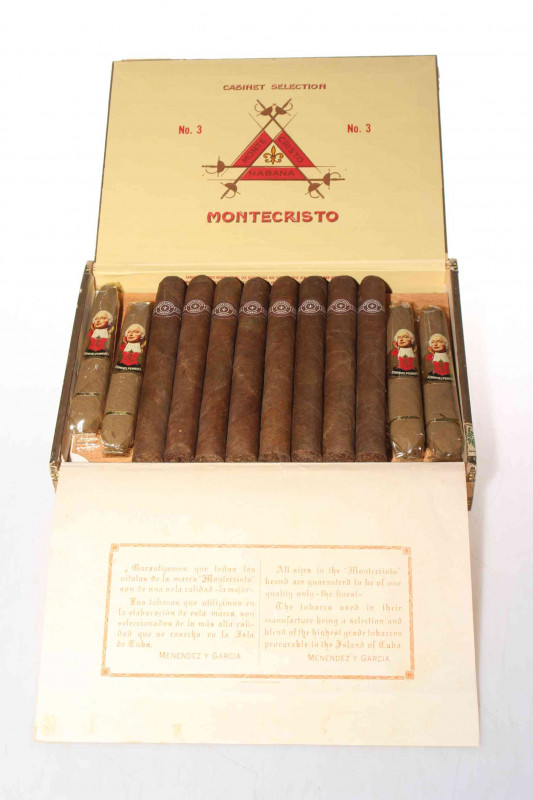 Box of Montecristo cigars (incomplete).