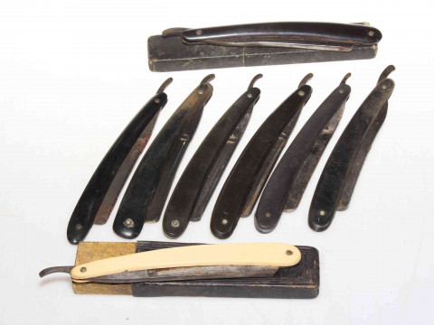 Collection of eight vintage razors.