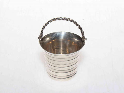 George II silver pail salt with twist swing handle, George Campar, London...