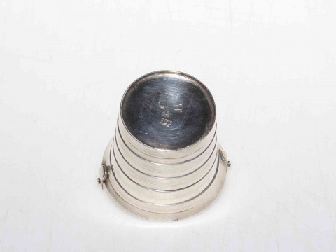 George II silver pail salt with twist swing handle, George Campar, London 1753, 8.5cm high to top handle. thumbnail