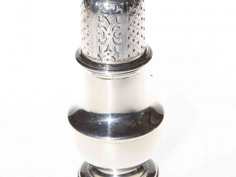 George III silver caster with spiral finial, makers mark WC, London 1790,...