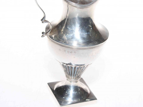 George III silver cream jug with part fluted body, London 1805, 15.5cm. thumbnail