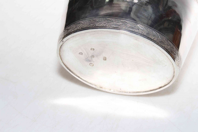 Good George III silver double caddy by Chawner & Eames, having chased borders and vacant cartouche, London 1796, with good hallmarks to base, 15cm across, 18cm high.