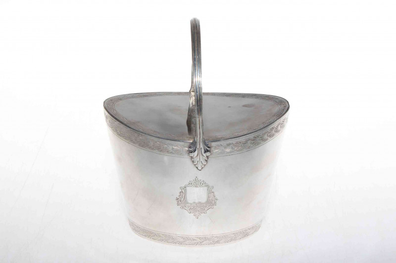 Good George III silver double caddy by Chawner & Eames, having chased borders and vacant cartouche, London 1796, with good hallmarks to base, 15cm across, 18cm high.