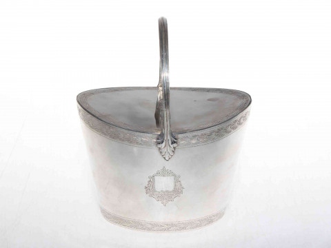 Good George III silver double caddy by Chawner & Eames, having chased...