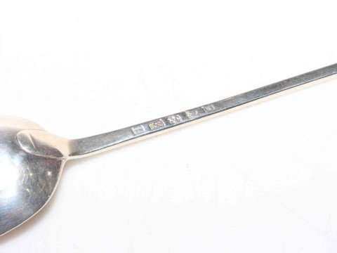 George III silver onslow pattern basting spoon, makers mark William Stalker and John Mitchison, Newcastle 1773, 33cm length. thumbnail