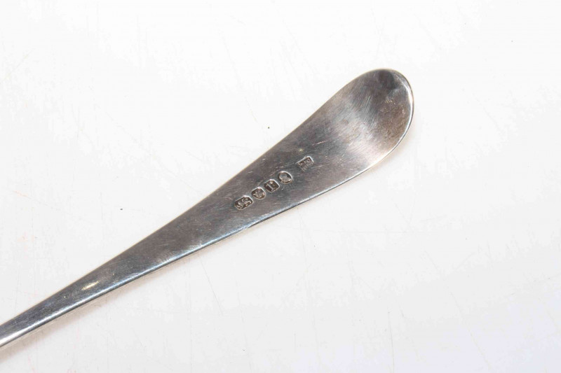 George III silver Peter and Anne Bateman straining spoon, Old English pattern, London 1792, 30cm length.
