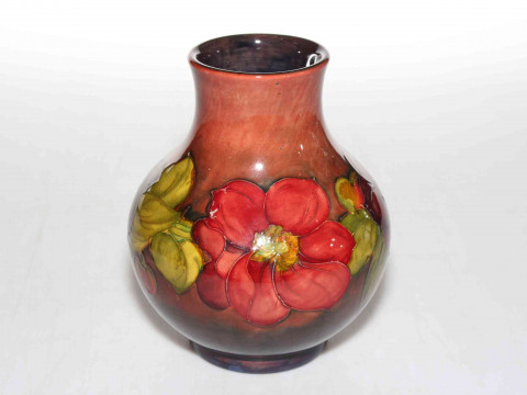 Moorcroft Clematis Flambé vase, impressed marks and signature, 19cm.