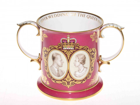 Spode commemorative loving cup for Queen and Duke of Edinburgh silver...