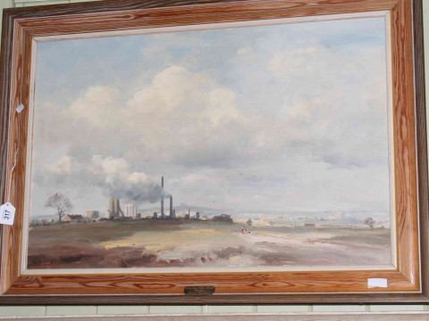 Marcus Ford, Lambton Coke Works, oil on canvas, with titled nameplate...