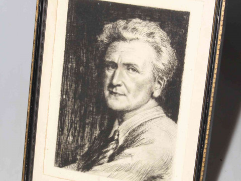 Tom Whitehead, Yorkshire artist 1886-1978, self portrait etching circa...