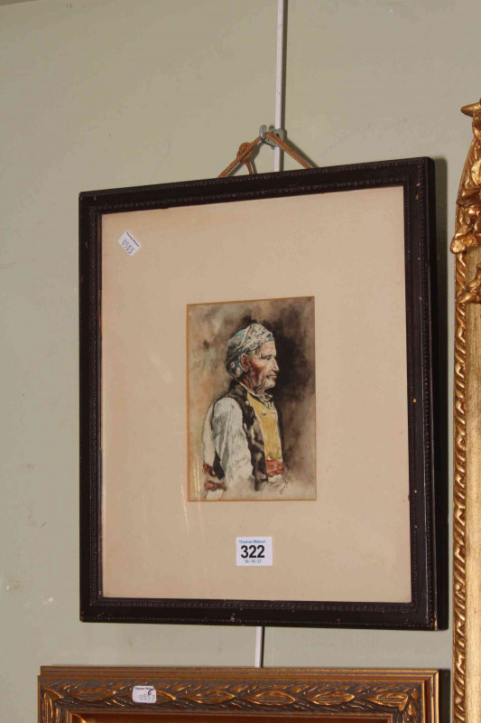 Edwards, Portrait of an Elderly Gentleman, watercolour, signed lower right, 15cm by 11cm, in glazed frame.