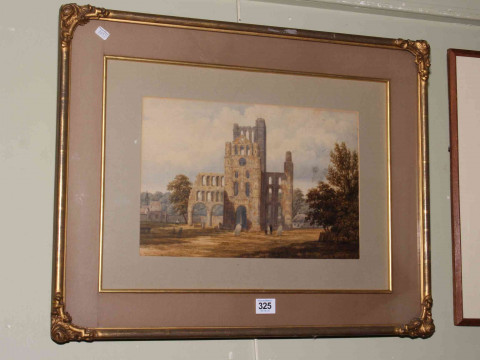 John Dobbin, Darlington Artist 1815-1888, Ruins of Kelso Abbey, with text...