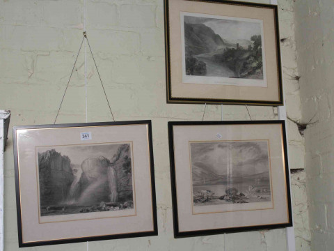 Three framed Turner prints of local landscapes.