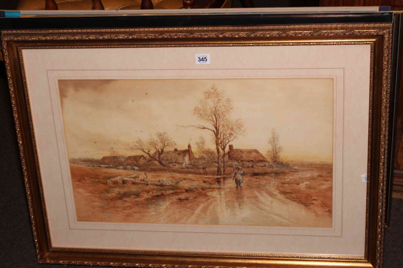 Gilt framed watercolour, Nanking Cargo poster and collection of prints.