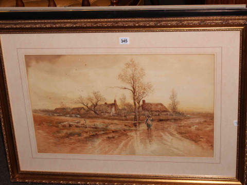 Gilt framed watercolour, Nanking Cargo poster and collection of prints.